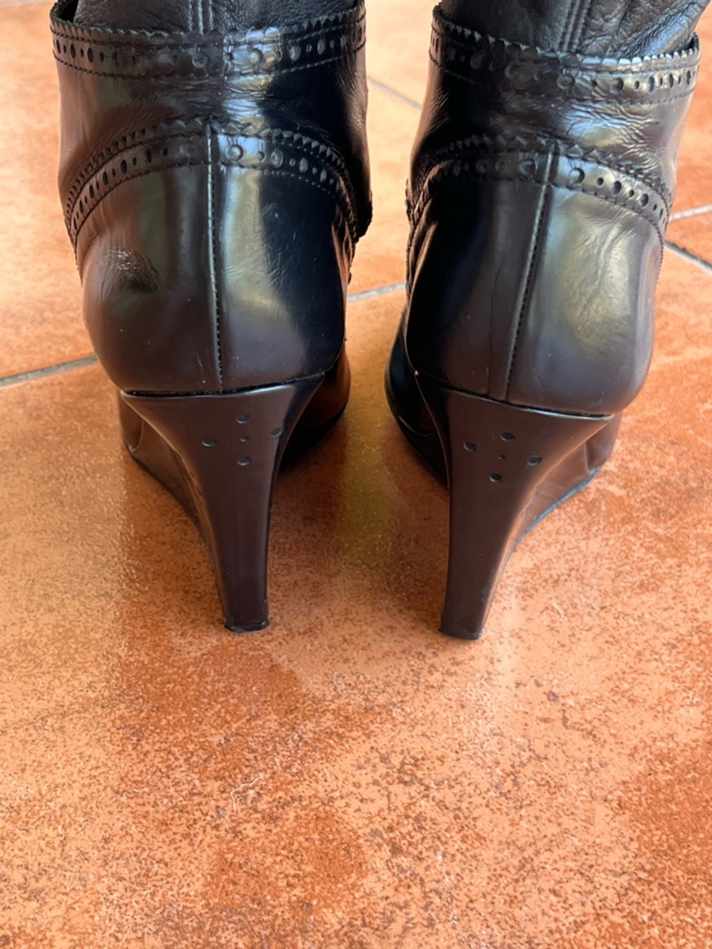 Rare Givenchy Thigh High Lace Up Leather Wedge Boots - Picture 9 of 10